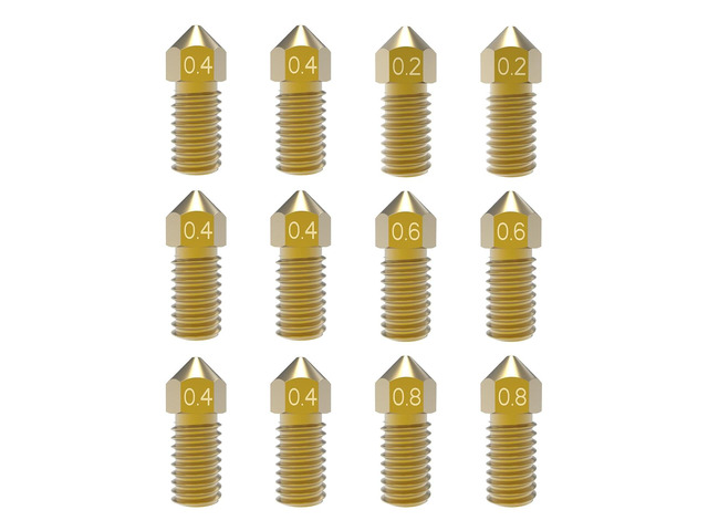 Brass Nozzle Kit for AnkerMake M5/M5C, 0.2-0.8mm, 12PCS High Temp Resistant, Upgraded Durable, 4 Size Assortment(0.2/0.4/0.6/0.8mm), Compatible...