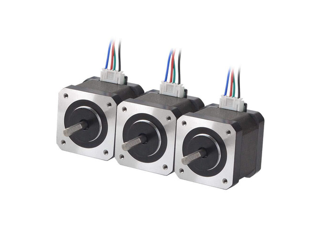 STEPPERONLINE 3PCS Nema 17 Stepper Motor 1.5A 12V 45Ncm (63.74oz. in) 4-Lead 39mm Body W/ 1m Cable and Connector for DIY CNC/ 3D Printer/Extruder