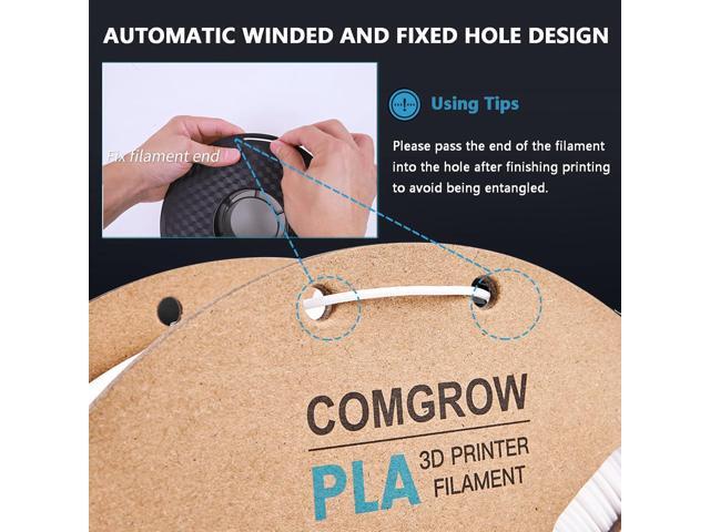 Comgrow PLA 3D Printer Filament, 3D Printer PLA Filament 1.75mm, Dimensional Accuracy +/- 0.02 mm, 1KG Spool PLA Black