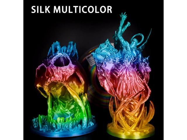 Silk PLA Filament Multicolor, 3D Printer Filament Rainbow PLA Filament 1.75mm +/- 0.02mm, 3D Printing Filament 1kg/2.2lbs