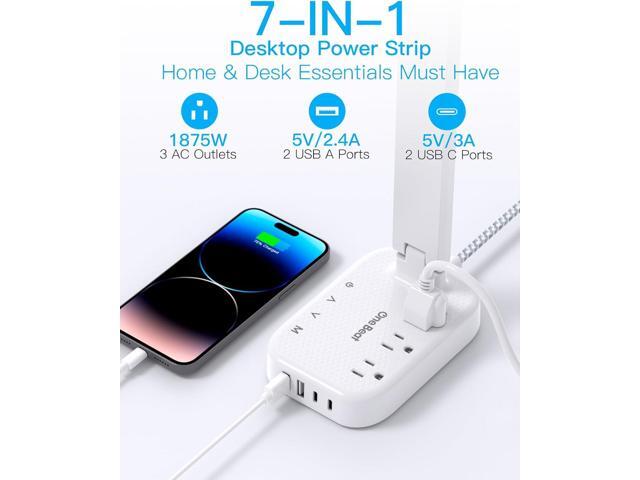Power Strip with LED Desk Lamp, 3 Outlets 4 USB Ports(2 USBC) 4 Modes 5 Level Touch Lamp Small Desk Lamp for Home Office Bedroom Bedside, Study...