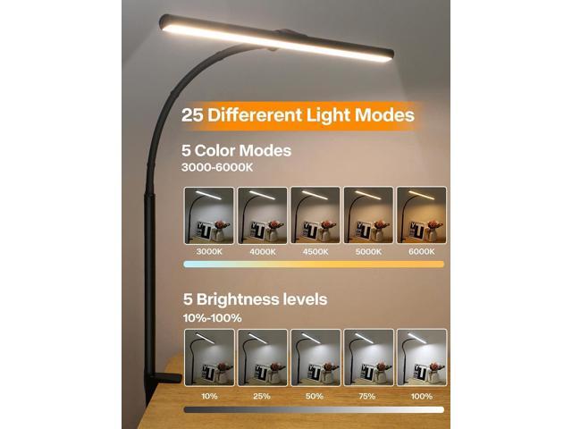 ACNCTOP LED Desk Lamp for Office Home - Eye-Caring Architect Task Lamp 25 Lighting Modes Adjustable Flexible Gooseneck Clamp Light for Workbench...