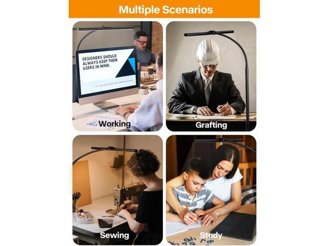 ACNCTOP LED Desk Lamp for Office Home - Eye-Caring Architect Task Lamp 25 Lighting Modes Adjustable Flexible Gooseneck Clamp Light for Workbench...