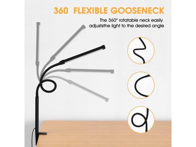 LED Desk Lamp with Clamp, Eye-Caring Clip on Lights for Home Office, 3 Modes 10 Brightness, Long Flexible Gooseneck, Metal, Swing Arm Architect...