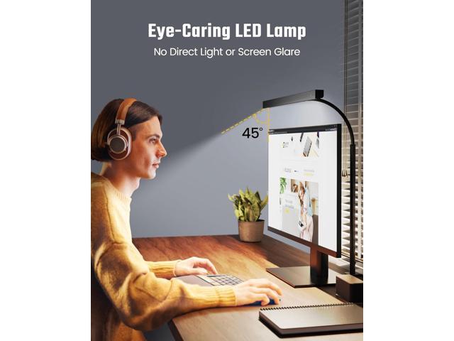 SUPERDANNY LED Desk Lamp for Office Home, Eye-Caring Desk Light with Adjustable Gooseneck, 12W Touch Control Dimmable Brightness, Architect Clamp...