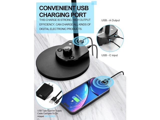 BOHON LED Desk Lamp with USB Charging Port 3 Color Modes Dimmable Reading Light Intelligent Induction Auto Dimming Task Lamp Flexible Gooseneck...