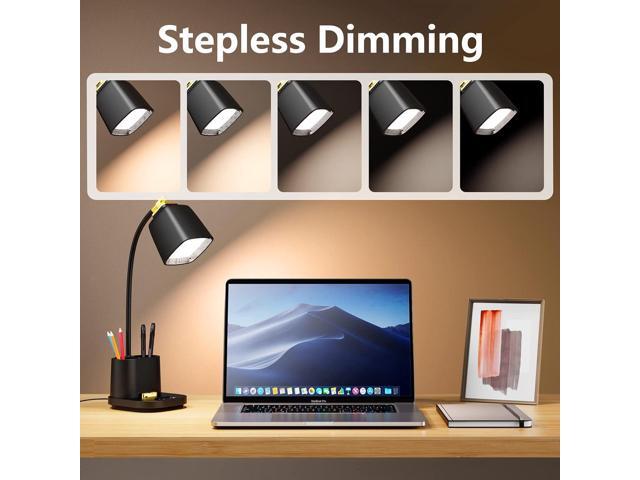 LED Desk Lamp with USB Charging Port Touch Control 3 Color Modes, Stepless Dimming,Eye-Caring LED Table Lamp for...