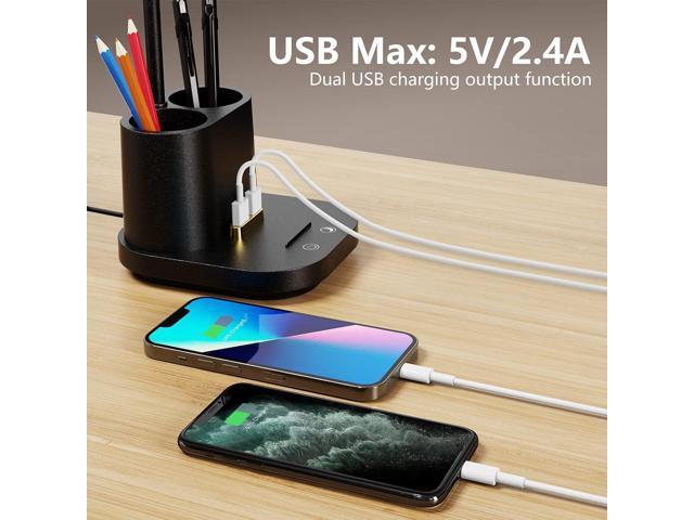 LED Desk Lamp with USB Charging Port Touch Control 3 Color Modes, Stepless Dimming,Eye-Caring LED Table Lamp for...