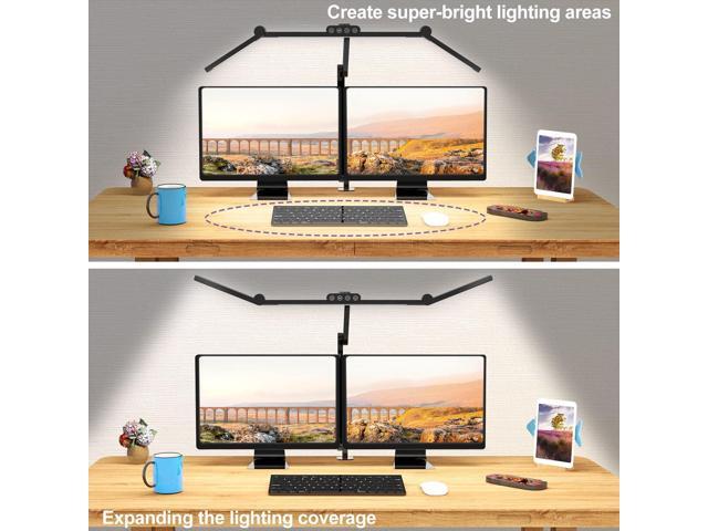 Micomlan Led Desk Lamp with Clamp, Architect Desk Lamp for Home Office with Atmosphere Lighting, 24W Ultra Bright Auto Dimming Computer Light...