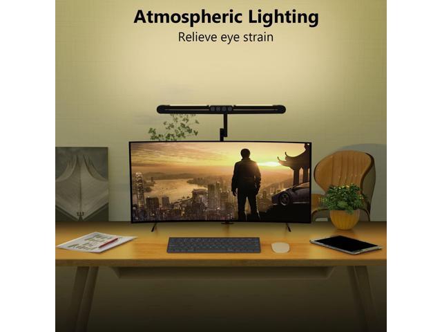 Micomlan Led Desk Lamp with Clamp, Architect Desk Lamp for Home Office with Atmosphere Lighting, 24W Ultra Bright Auto Dimming Computer Light...