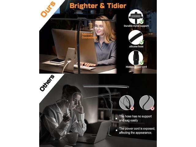 Desk Lamp with Clamp for Home Office - Eye-Caring Office Computer Led Desk Light with Flexible Gooseneck, 22W Bright Architect Study Clip Lamp for...