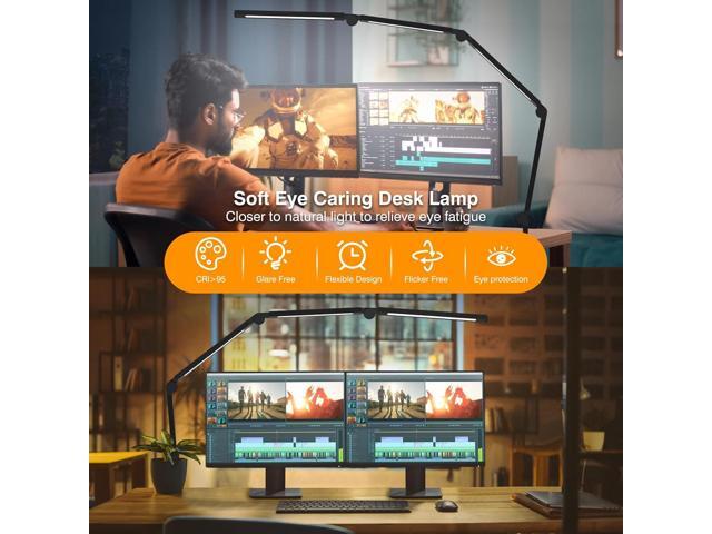 LED Desk Lamp with Clamp,Adjustable Swing Arm Desk Lamps for Home Office,Dimmable Tempering Eye Care Desk Light Bright Modern Led Table Lamp for...