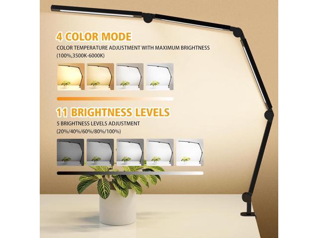 LED Desk Lamp with Clamp,Adjustable Swing Arm Desk Lamps for Home Office,Dimmable Tempering Eye Care Desk Light Bright Modern Led Table Lamp for...