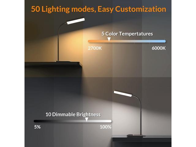 LEPOWER LED Desk Lamp, 800LM for Home Office, 12W Reading, Eye-Caring Desk Light, Touch Table Lamp, Gooseneck Lamp, 50 Lighting Modes, Bright Desk...