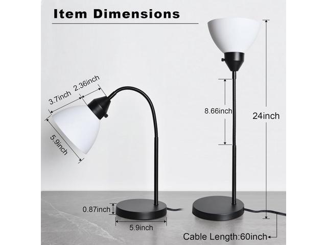 LED Desk Lamp for Home Office, 3 Levels Dimmable Reading Light Flexible Gooseneck Table Lamp for Bedside Office, Rotary Switch Control, Bulb Included