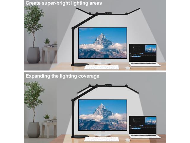 Micomlan Architect Desk Lamp with Atmosphere Lighting, Adjustable Led Desk Light for Home Office with Base, 24W Bright Auto Dimming Table Light...