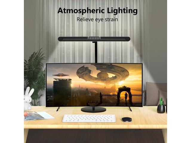 Micomlan Architect Desk Lamp with Atmosphere Lighting, Adjustable Led Desk Light for Home Office with Base, 24W Bright Auto Dimming Table Light...