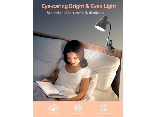 BOHON Desk Lamp 3 Color Modes 10 Brightness Dimmer Reading Light 10W 38 LED Clamp Lamp with Auto Off Timer 360° Flexible Gooseneck Clip on Light...