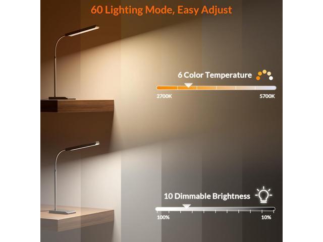 LED Desk Lamp, 12W Reading Desk Lamp for Office Home with 60 Lighting Modes, Touch Control & Timer Function, 750LM Bright Eye-Caring Gooseneck Desk...
