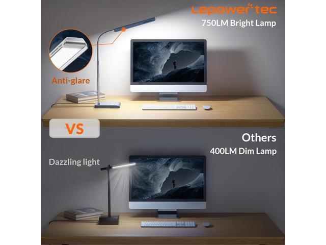 LED Desk Lamp, 12W Reading Desk Lamp for Office Home with 60 Lighting Modes, Touch Control & Timer Function, 750LM Bright Eye-Caring Gooseneck Desk...
