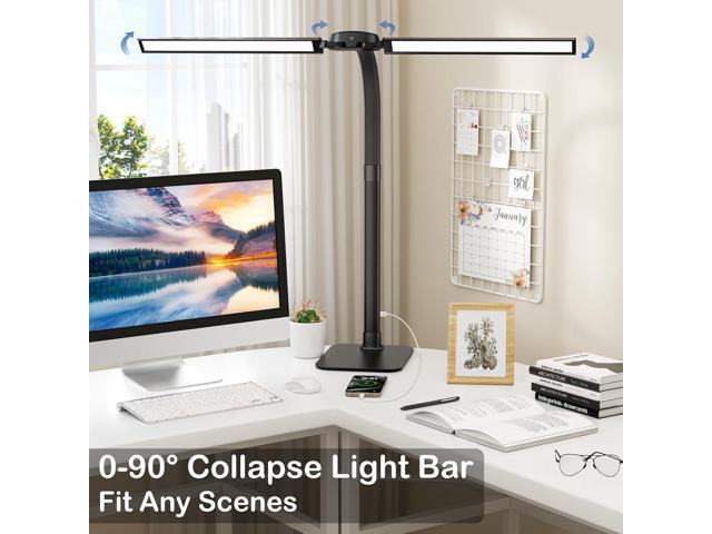 Desk Lamp with USB Charging Port for Home Office 24w Architect Remote Base Dual Task Led Light Modern 5 Color Modes Dimmable Adjustable Gooseneck...