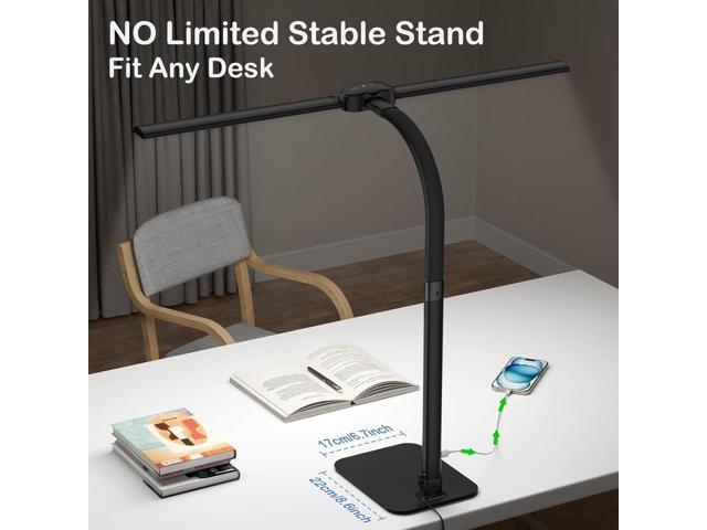 Desk Lamp with USB Charging Port for Home Office 24w Architect Remote Base Dual Task Led Light Modern 5 Color Modes Dimmable Adjustable Gooseneck...