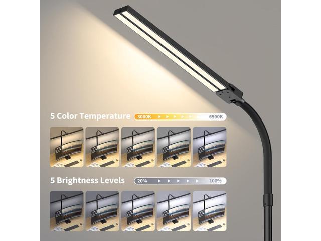 Desk Lamp Architect Task Dual Head Modern Flexible Gooseneck Tall Dimmable Light for Home Office, 5 Color Modes,Remote Control, 1500lm 24W Extra...