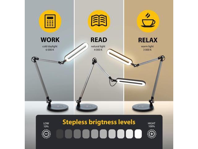 OTUS Desk Lamps for Home Office with Wireless Charger 3 Color & 12 Brightness Levels Tall Architect LED Desk Lamp Adjustable Swing Arm Eye...