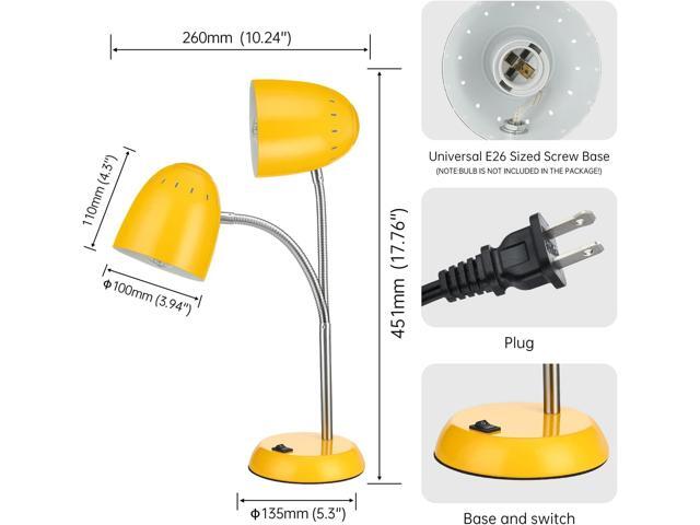 Eye-Caring Table Lamp of Simple Designs Home E26 Led Screw Basic Metal Desk Lamp with Flexible Gooseneck Hose Neck Study Lamp for Bedroom Office...