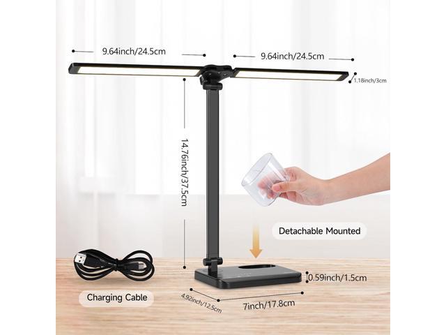 LED Desk Lamp for Home Office - Dual Swing Arm Desk Light with USB Charging Port,Eye-Caring Foldable 5 Color Modes 10 Brightness Levels Dimmable...