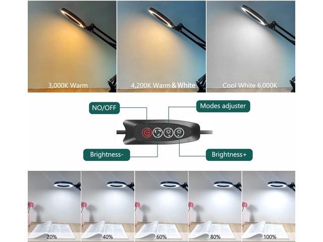 Magnifying Glass with Light and Stand, 10X Magnifying Lamp, 2-in-1 LED Lighted Desk Magnifier with Light, Craft Light Lamp with 3 Color Modes for...