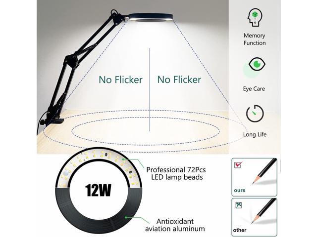 Magnifying Glass with Light and Stand, 10X Magnifying Lamp, 2-in-1 LED Lighted Desk Magnifier with Light, Craft Light Lamp with 3 Color Modes for...