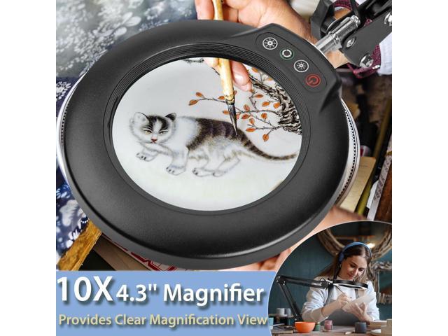 10X Magnifying Glass with Light and Stand, 2-in-1 LED Magnifying Desk Lamp with Clamp, 5 Color Modes Stepless Dimmable, Lighted Magnifier Hands...