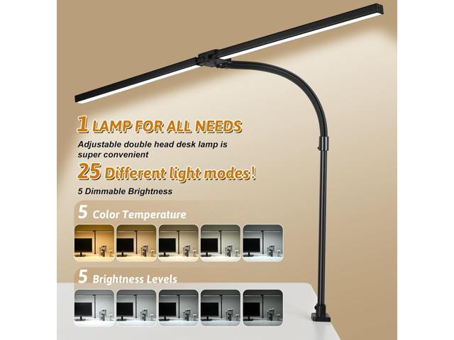 Double Head LED Desk Lamp with Remote Control for Home Office 24W Brightest Computer Desk Light for Workbench Drafting Architect Study Reading with...