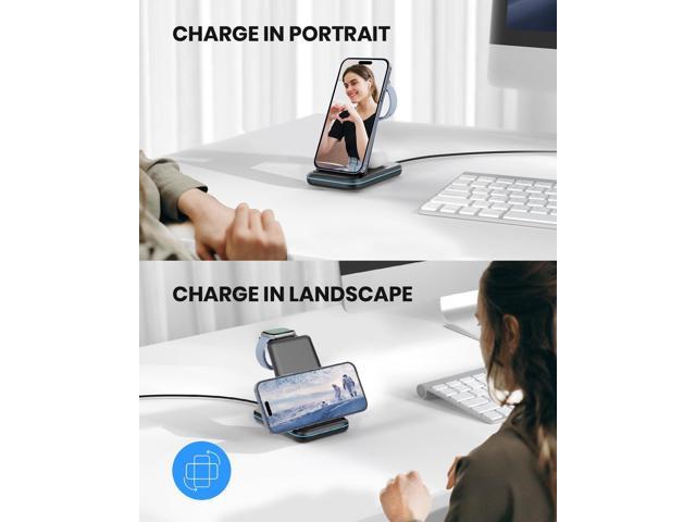 Wireless Charging Stand, GEEKERA 3 in 1 Wireless Charger Dock Station for iPhone 15 14 13 12 11 Pro Max Plus XR XS 8 Plus, Apple Watch...