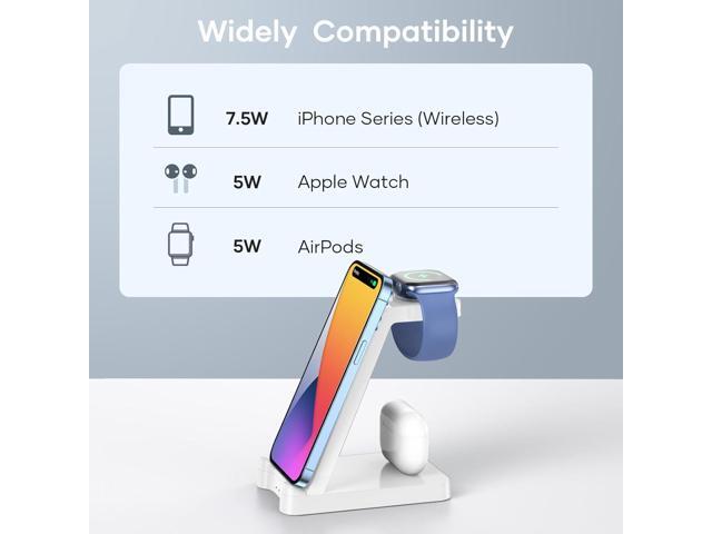 3 in 1 Charging Station for Apple Products - Wireless Charging Station for Multiple Devices, Phone and Watch Charger Dock with Stand for iPhone...