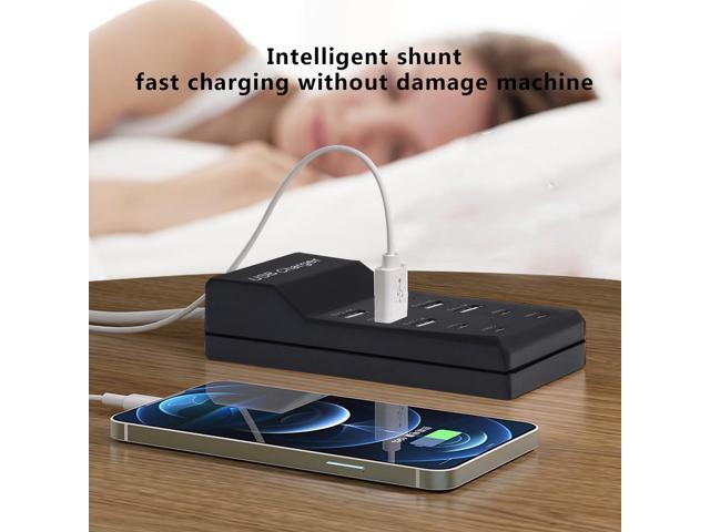 USB Charger,50W USB Charging Station with 10-Port (6 USB-A Port & 4 USB-C Port) Compatible with iPhone 15/14/13/12/11/X/8/7/6 Phones,...