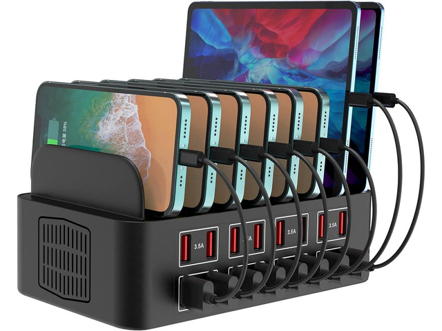 Charging Station for Multiple Devices,Cinlinso 175W/35A 16 Port USB Charging Station,Multi Device Fast Charger Organizer Compatible with...