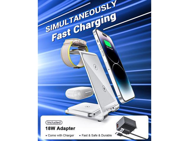 3 in 1 Wireless Charger,Fast Wireless Charging Station for iPhone 15/14/13/12/11 Pro Max/X/Xs Max,Aluminum Alloy Charger Stand for iWatch...