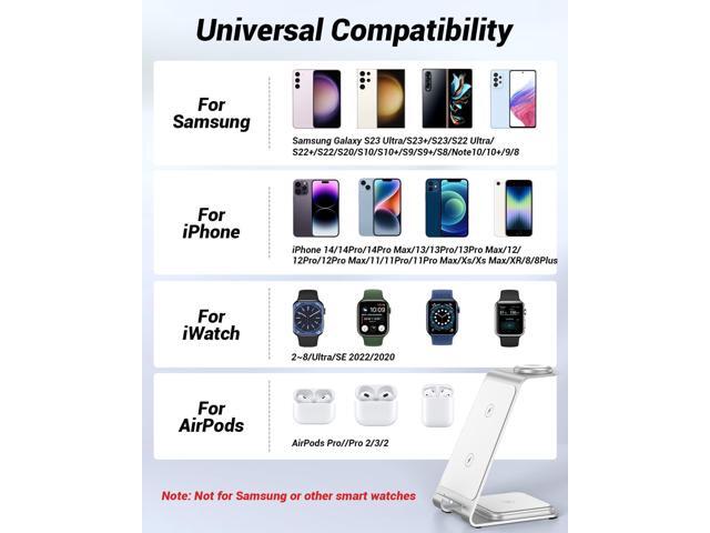 3 in 1 Wireless Charger,Fast Wireless Charging Station for iPhone 15/14/13/12/11 Pro Max/X/Xs Max,Aluminum Alloy Charger Stand for iWatch...