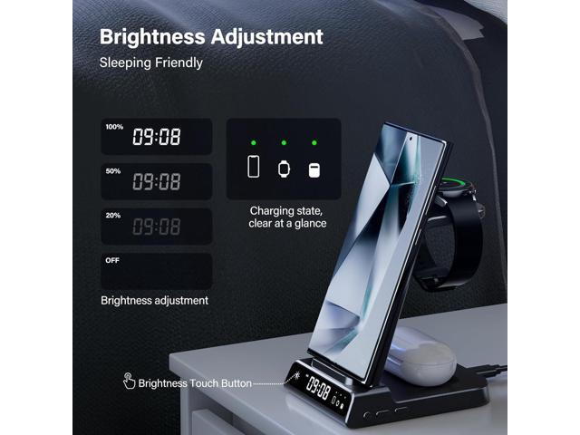 Wireless Charger for, 3 in 1 Wireless Charging Station for Galaxy S24 Ultra/S23 Ultra/S22/S21/Note 20/Z Flip 5/Fold 5, Watch Charger for Galaxy...