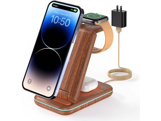 Wireless Charging Station - GEEKERA 3 in 1 Foldable Wireless Charger Stand for iPhone 15/14 13 12 11 Pro Max/X/8, Charging Station for Multiple...