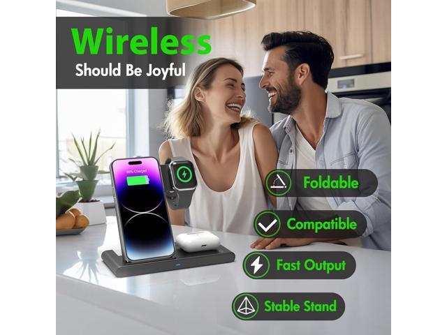 Wireless Charger iPhone Charging Station: 3 in 1 Charger Stand Multiple Devices for Apple - iPhone 15 14 Pro Max 13 12 11 - Watch 9 8 7 6 5 4 3 2...