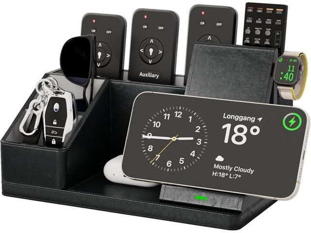 KINGFOM 3-in-1 Charging Station for iPhone, Apple Watch & AirPods Fast Wireless Charger Stand, Desk Organizer with Phone Holder, Nightstand Dock...