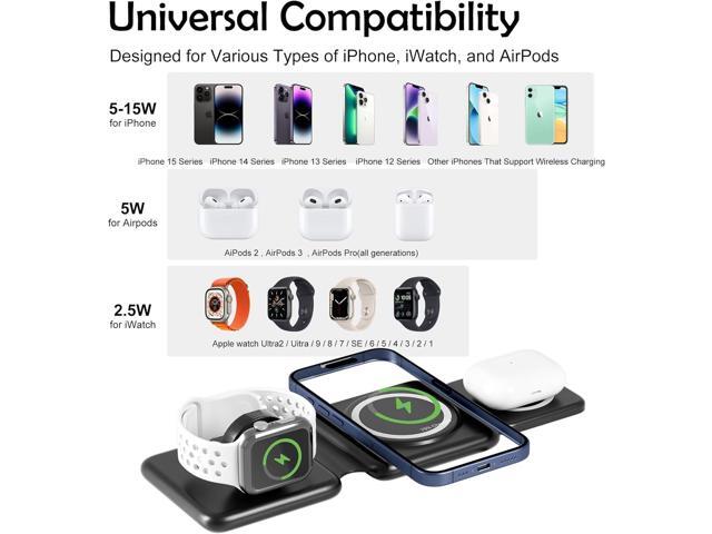3 in 1 Mag-Safe Charging Station for Apple Device 20W Fast Charging Wireless Charger for iPhone 15/14/13/12/11 Series and AirPods 3/2/Pro...