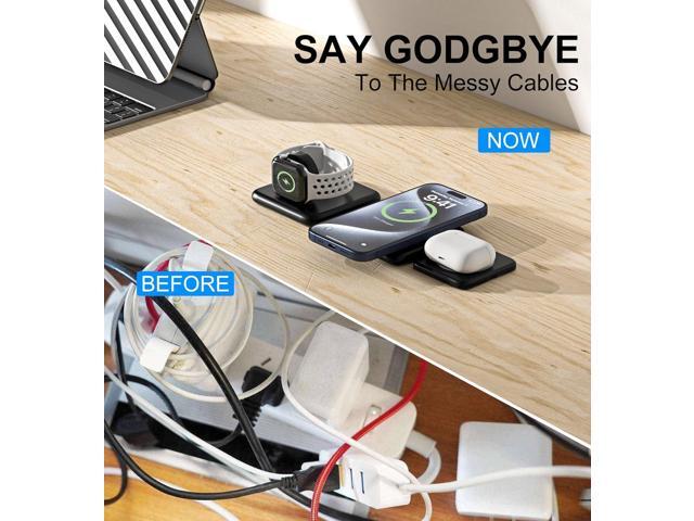 3 in 1 Mag-Safe Charging Station for Apple Device 20W Fast Charging Wireless Charger for iPhone 15/14/13/12/11 Series and AirPods 3/2/Pro...