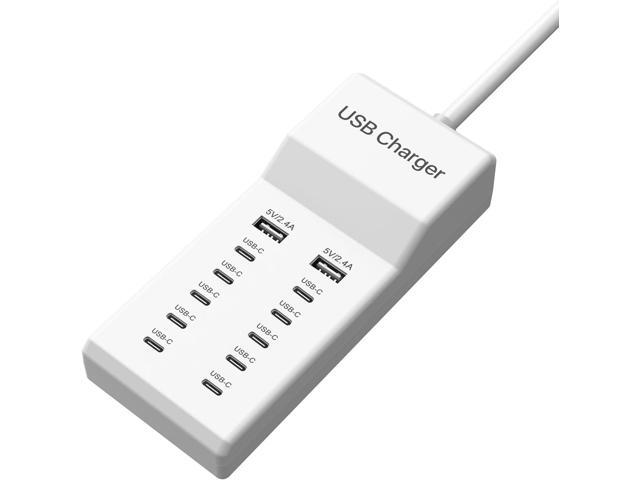 Multiple USB C Charger, 12 Ports USB Charging Station, 60W MultiPort Charger, Compatible with iPhone/iPad/Samsung/Google Pixel/Watch/Headphones
