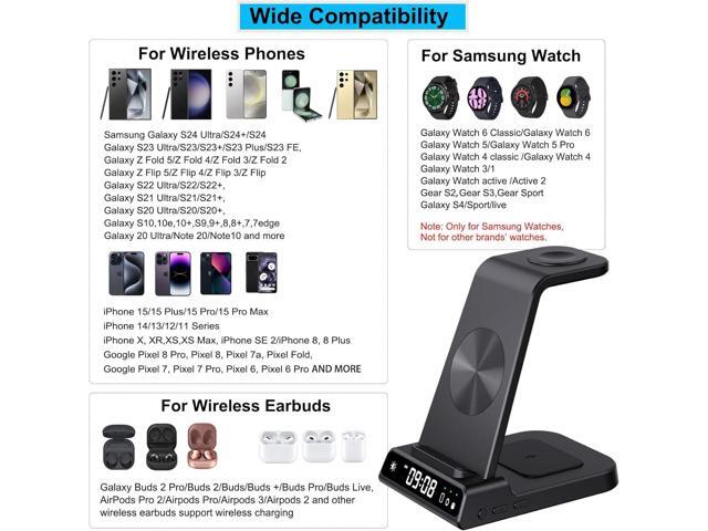 Wireless Charger for Devices, 4 in 1 Charging Station for Galaxy S24 Ultra/S24/S24+/S23 Ultra/Z Fold5/Z Flip, Galaxy Watch Charger for Galaxy...