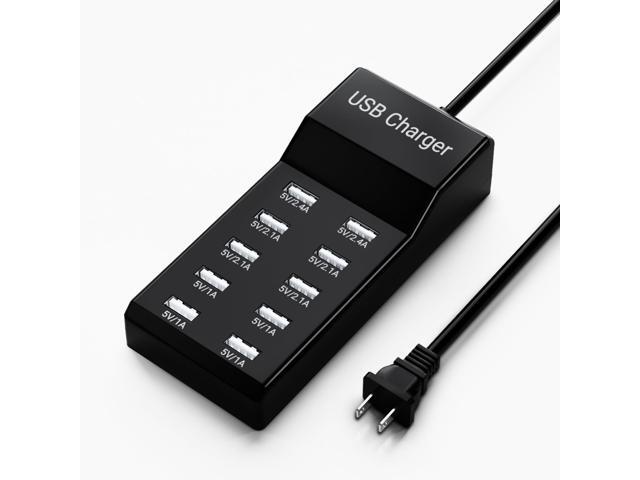 USB Charging Station 50w10A 10-Port USB Charger, Multiport USB Charger Station Hub, Compatible with iPhone, Galaxy, iPad Tablet, and Other USB...