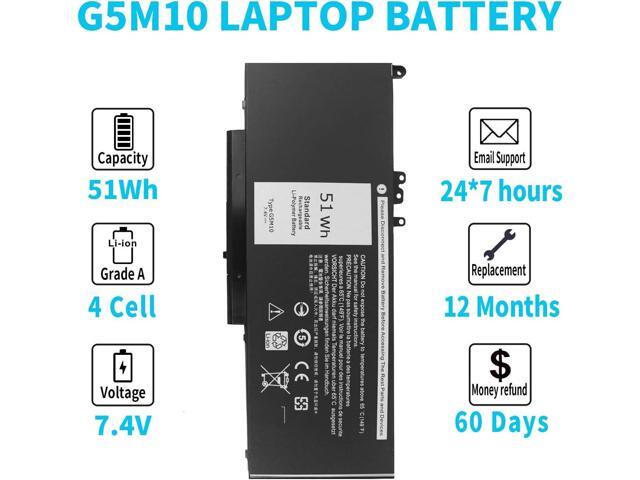 7.4V 51Wh Type G5M10 Laptop Battery Compatible with Dell Latitude E5450 E5550 E5250 15.6 inch 8V5GX R9XM9 WYJC2 1KY05 080-854-0066 0WYJC2 451-BBLN...